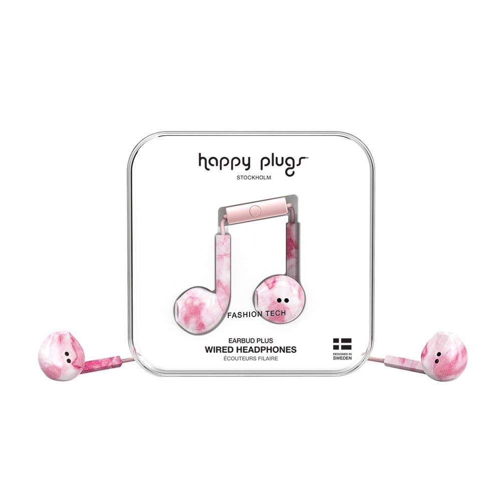 Happy Plugs Earbud Plus Headphone Pink Marble Mobile Montreal